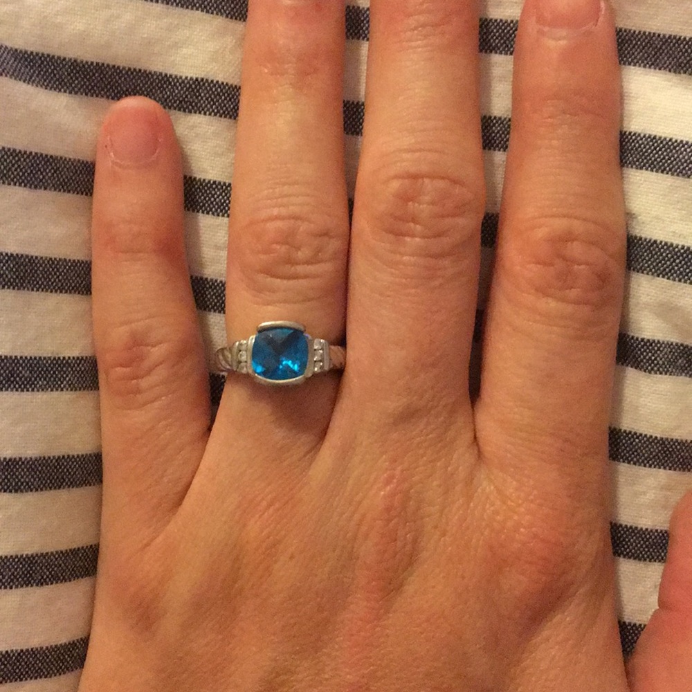 Blue and diamond ring